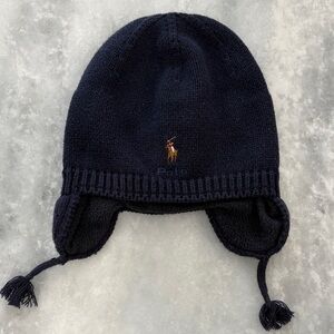 Ralph Lauren Baby Fleece Lined Earflap Hat Navy
